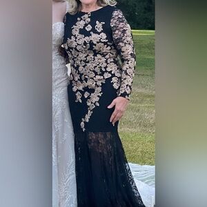 Xscape Sexy Black and Gold Lace Dress is Like New
